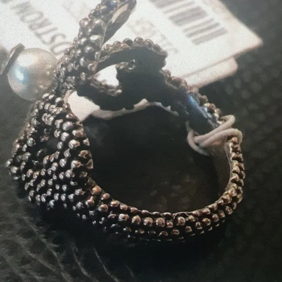 GUCCI HEART BOW RING AGED SILVER NWT